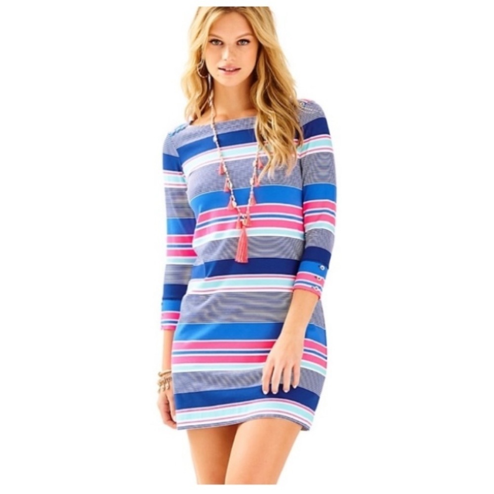 Lilly Pulitzer Pink and Blue Bodycon Mini Dress